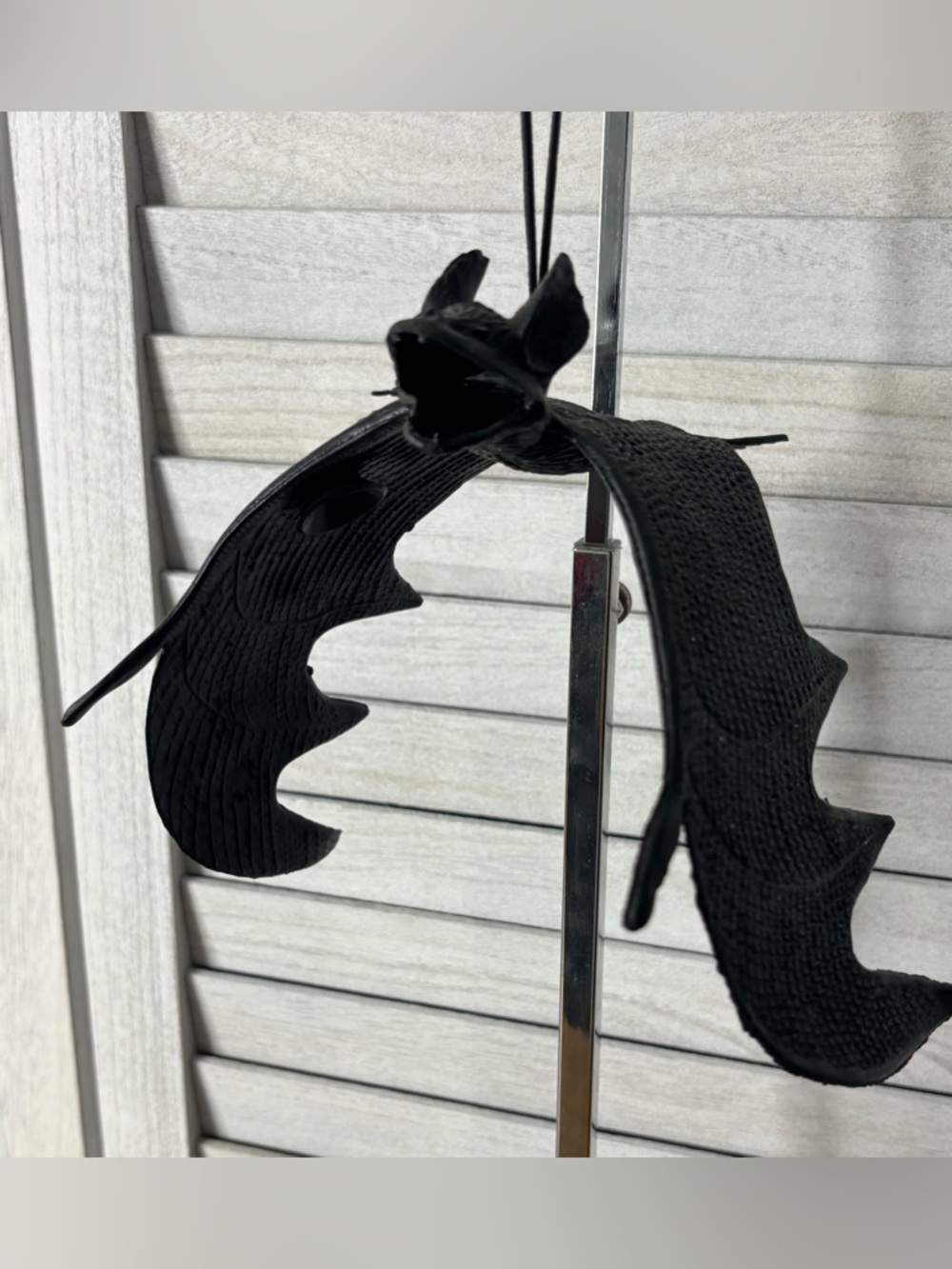 Vintage 80s Large Hanging Black Bat Halloween Decor - Spooky Retro